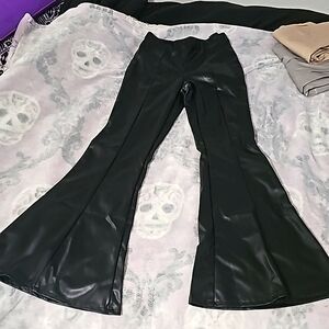 New Black pleather flared pants
